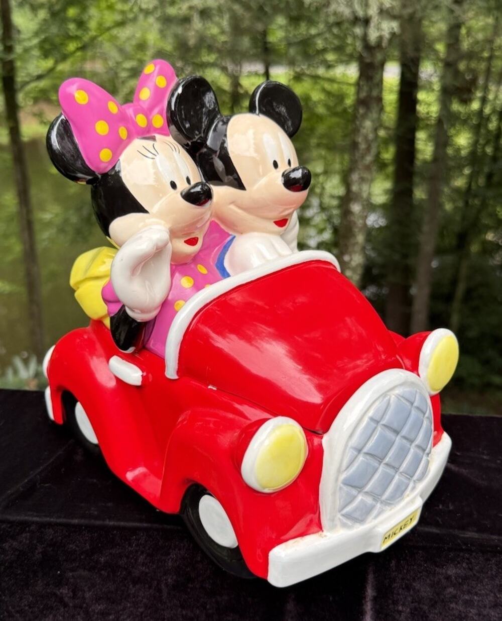 VTG Disney Mickey and Minnie Mouse Houston Harvest Red Car Cookie Jar Disneyana